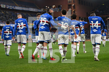 2022-02-06 - Team Sampdoria celebrates after scoring a goal 4 a 0 - UC SAMPDORIA VS US SASSUOLO - ITALIAN SERIE A - SOCCER