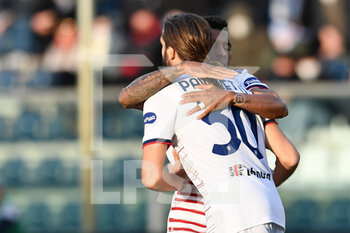 2022-02-13 - Leonardo Pavoletti (Cagliari Calcio) celebrates after scoring a goal wth Henrique Dalbert (Cagliari Calcio) - EMPOLI FC VS CAGLIARI CALCIO - ITALIAN SERIE A - SOCCER