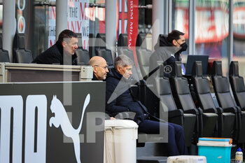2022-02-13 - Ivan Gazidis A.D. of AC Milan with Paolo Maldini Technical Area Director of AC Milan and Frederic Massara Sport Director of AC Milan during the Serie A 2021/22 football match between AC Milan and UC Sampdoria at Giuseppe Meazza Stadium, Milan, Italy on February 13, 2022 - AC MILAN VS UC SAMPDORIA - ITALIAN SERIE A - SOCCER