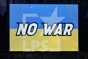 2022-02-26 - A screen shows 'No War' against war in Ukraine - EMPOLI FC VS JUVENTUS FC - ITALIAN SERIE A - SOCCER