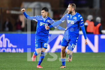 2022-02-26 - Andrea La Mantia (Empoli FC) Celebrates after scoring a goal with Fabiano Parisi (Empoli FC) - EMPOLI FC VS JUVENTUS FC - ITALIAN SERIE A - SOCCER