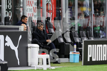 2022-02-25 - Ivan Gazidis A.D. of AC Milan, Frederic Massara Sport Director of AC Milan and Paolo Maldini Technical Area Director of AC Milan during the Serie A 2021/22 football match between AC Milan and Udinese Calcio at Giuseppe Meazza Stadium, Milan, Italy on February 25, 2022 - AC MILAN VS UDINESE CALCIO - ITALIAN SERIE A - SOCCER