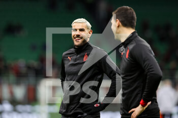 2022-02-25 - Theo Hernandez of AC Milan smiling during the Serie A 2021/22 football match between AC Milan and Udinese Calcio at Giuseppe Meazza Stadium, Milan, Italy on February 25, 2022 - AC MILAN VS UDINESE CALCIO - ITALIAN SERIE A - SOCCER