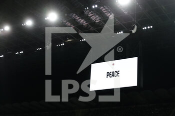 2022-02-25 - A general view inside the stadium  with Peace message during the Serie A 2021/22 football match between AC Milan and Udinese Calcio at Giuseppe Meazza Stadium, Milan, Italy on February 25, 2022 - AC MILAN VS UDINESE CALCIO - ITALIAN SERIE A - SOCCER