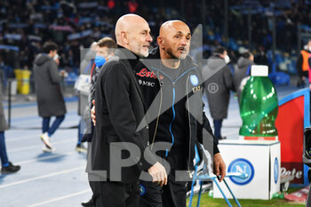2022-03-06 - Milan's head coach Stefano Pioli and Napoli's head coach Luciano Spalletti before the match - SSC NAPOLI VS AC MILAN - ITALIAN SERIE A - SOCCER