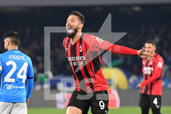 2022-03-06 - Milan's forward Oliver Giroud jubilates after scoring the 0-1 goal - SSC NAPOLI VS AC MILAN - ITALIAN SERIE A - SOCCER