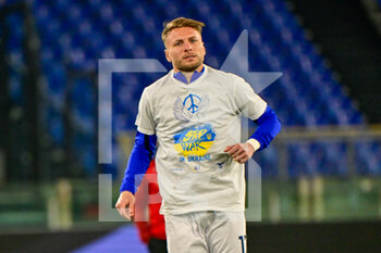 2022-03-14 - Ciro Immobile (SS Lazio) with an anti-war shirt in ukraine during the Italian Football Championship League A 2021/2022 match between SS Lazio vs Venezia FC at the Olimpic Stadium in Rome on 14 March 2022. - SS LAZIO VS VENEZIA FC - ITALIAN SERIE A - SOCCER