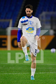 2022-03-14 - Luis Alberto (SS Lazio) with an anti-war shirt in ukraine during the Italian Football Championship League A 2021/2022 match between SS Lazio vs Venezia FC at the Olimpic Stadium in Rome on 14 March 2022. - SS LAZIO VS VENEZIA FC - ITALIAN SERIE A - SOCCER
