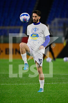 2022-03-14 - Luis Alberto (SS Lazio) with an anti-war shirt in ukraine during the Italian Football Championship League A 2021/2022 match between SS Lazio vs Venezia FC at the Olimpic Stadium in Rome on 14 March 2022. - SS LAZIO VS VENEZIA FC - ITALIAN SERIE A - SOCCER