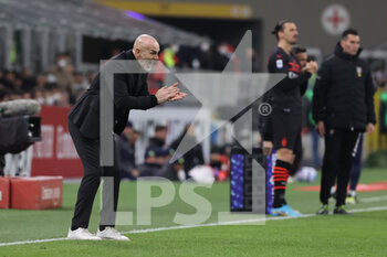 2022-03-12 - Stefano Pioli Head Coach of AC Milan reacts during the Serie A 2021/22 football match between AC Milan and Empoli FC at Giuseppe Meazza Stadium, Milan, Italy on March 12, 2022 - AC MILAN VS EMPOLI FC - ITALIAN SERIE A - SOCCER
