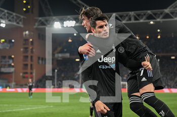 2022-03-12 - Alvaro Borja Morata and Dusan Vlahovic celebrates after scoring a goal 1-3 - UC SAMPDORIA VS JUVENTUS FC - ITALIAN SERIE A - SOCCER