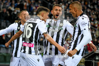 2022-03-13 - Udinese's Nahuel Molina celebrates after scoring a goal 1-0 with teammates - UDINESE CALCIO VS AS ROMA - ITALIAN SERIE A - SOCCER