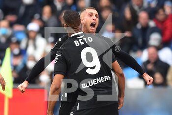 2022-03-19 - Gerard Deulofeu ( Udinese Calcio ) cheers after scoring the goal  during the Serie A 2021/22 match between SSC. Napoli and Udinese Calcio at Diego Armando Maradona Stadium, Italy March 19,2022 - SSC NAPOLI VS UDINESE CALCIO - ITALIAN SERIE A - SOCCER