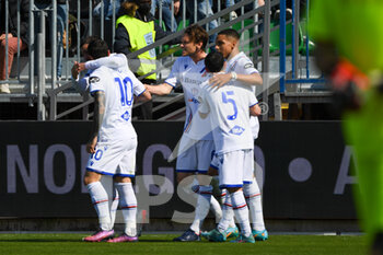 2022-03-20 - Sampdoria ’s Francesco Caputo celebrates after scoring a goal  0-2 - VENEZIA FC VS UC SAMPDORIA - ITALIAN SERIE A - SOCCER