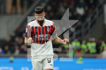 2022-04-04 - Olivier Giroud of AC Milan expresses disappointment during the Serie A 2021/22 football match between AC Milan and Bologna FC at Giuseppe Meazza Stadium, Milan, Italy on April 04, 2022 - AC MILAN VS BOLOGNA FC - ITALIAN SERIE A - SOCCER