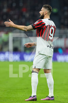 2022-04-04 - Olivier Giroud of AC Milan reacts during the Serie A 2021/22 football match between AC Milan and Bologna FC at Giuseppe Meazza Stadium, Milan, Italy on April 04, 2022 - AC MILAN VS BOLOGNA FC - ITALIAN SERIE A - SOCCER