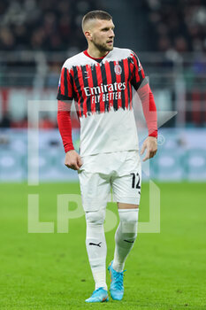 2022-04-04 - Ante Rebic of AC Milan with AC Milan new jersey during the Serie A 2021/22 football match between AC Milan and Bologna FC at Giuseppe Meazza Stadium, Milan, Italy on April 04, 2022 - AC MILAN VS BOLOGNA FC - ITALIAN SERIE A - SOCCER