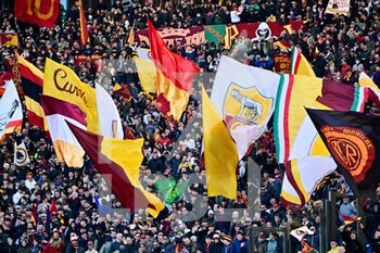 2022-04-10 - Supporters AS Roma during the  Italian Football Championship League A 2021/2022 match between AS Roma vs US Salernitana at the Olimpic Stadium in Rome  on 10 April 2022. - AS ROMA VS US SALERNITANA - ITALIAN SERIE A - SOCCER