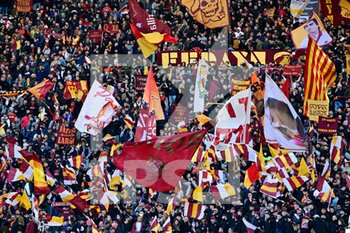 2022-04-10 - AS Roma supporters during the  Italian Football Championship League A 2021/2022 match between AS Roma vs US Salernitana at the Olimpic Stadium in Rome  on 10 April 2022. - AS ROMA VS US SALERNITANA - ITALIAN SERIE A - SOCCER