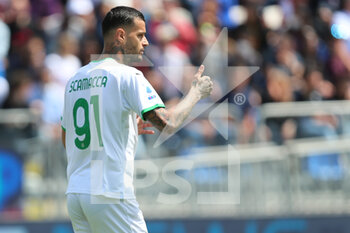 2022-04-16 - Gianluca Scamacca of US SASSUOLO reacts during the Serie A match between Cagliari Calcio and US Sassuolo at Unipol Domus on April 16, 2022 in Cagliari, Italy. - CAGLIARI CALCIO VS US SASSUOLO - ITALIAN SERIE A - SOCCER