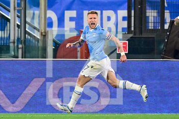 2022-04-16 - Ciro Immobile (SS Lazio) celebrates after scoring the goal 1-1 during the Italian Football Championship League A 2021/2022 match between SS Lazio vs torino FC at the Olimpic Stadium in Rome on 16 April 2022. - SS LAZIO VS TORINO FC - ITALIAN SERIE A - SOCCER