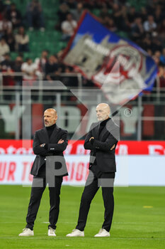 2022-04-15 - Stefano Pioli Head Coach of AC Milan and \mvcduring the Serie A 2021/22 football match between AC Milan and Genoa CFC at Giuseppe Meazza Stadium, Milan, Italy on April 15, 2022 - AC MILAN VS GENOA CFC - ITALIAN SERIE A - SOCCER