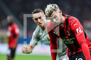 2022-04-15 - Theo Hernandez of AC Milan in action during the Serie A 2021/22 football match between AC Milan and Genoa CFC at Giuseppe Meazza Stadium, Milan, Italy on April 15, 2022 - AC MILAN VS GENOA CFC - ITALIAN SERIE A - SOCCER