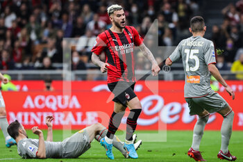 2022-04-15 - Theo Hernandez of AC Milan reacts during the Serie A 2021/22 football match between AC Milan and Genoa CFC at Giuseppe Meazza Stadium, Milan, Italy on April 15, 2022 - AC MILAN VS GENOA CFC - ITALIAN SERIE A - SOCCER