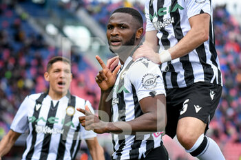 2022-04-24 - Udinese's Isaac Success celebrates after scoring a goal 1-2 - BOLOGNA FC VS UDINESE CALCIO - ITALIAN SERIE A - SOCCER
