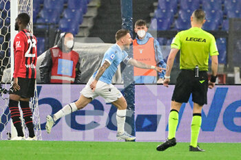 2022-04-24 - Ciro Immobile (SS Lazio) celebrates after scoring the goal 1-0 during the Italian Football Championship League A 2021/2022 match between SS Lazio vs AC Milan at the Olimpic Stadium in Rome on 24 April 2022. - SS LAZIO VS AC MILAN - ITALIAN SERIE A - SOCCER