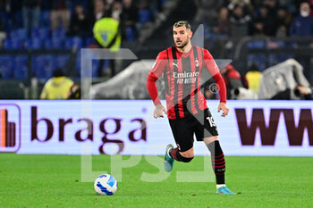 2022-04-24 - Theo Hernandez (AC Milan) during the Italian Football Championship League A 2021/2022 match between SS Lazio vs AC Milan at the Olimpic Stadium in Rome on 24 April 2022. - SS LAZIO VS AC MILAN - ITALIAN SERIE A - SOCCER