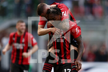 2022-05-01 - Rafael Leao (AC Milan) celebrates after scoring his side's first goal of the match with Rade Krunic (AC Milan) - AC MILAN VS ACF FIORENTINA - ITALIAN SERIE A - SOCCER