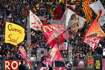 2022-05-01 - AS Roma supporters during the Italian Football Championship League A 2021/2022 match between AS Roma vs Bologna FC at the Olimpic Stadium in Rome  on 01 May 2022. - AS ROMA VS BOLOGNA FC - ITALIAN SERIE A - SOCCER