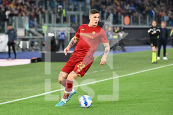 2022-05-01 - Nicolo' Zaniolo (AS Roma) during the Italian Football Championship League A 2021/2022 match between AS Roma vs Bologna FC at the Olimpic Stadium in Rome  on 01 May 2022. - AS ROMA VS BOLOGNA FC - ITALIAN SERIE A - SOCCER