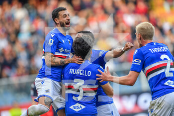 2022-04-30 - Team Sampdoria celebrates after scoring a goal 1 - 0 - UC SAMPDORIA VS GENOA CFC - ITALIAN SERIE A - SOCCER