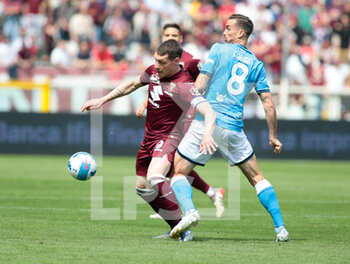 2022-05-07 - Fabian Ruis (Ssc Napoli) and Andrea Belotti of Torino Fc during the Italian Serie A, football match between Torino FC and Ssc Napoli, on 07 of May 2022 at Grande Torino stadium in Torino, Italy Italy. Photo Nderim KACELI - TORINO FC VS SSC NAPOLI - ITALIAN SERIE A - SOCCER