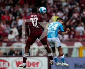 2022-05-07 - Wilfried Singo of Torino Fc and Lorenzo Insigne (Ssc Napoli) during the Italian Serie A, football match between Torino FC and Ssc Napoli, on 07 of May 2022 at Grande Torino stadium in Torino, Italy Italy. Photo Nderim KACELI - TORINO FC VS SSC NAPOLI - ITALIAN SERIE A - SOCCER