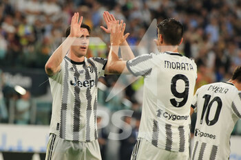 2022-05-16 - Dušan Vlahović (Juventus FC) and Alvaro Morata (Juventus FC) celebrates the goal - JUVENTUS FC VS SS LAZIO - ITALIAN SERIE A - SOCCER