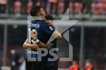 2022-05-22 - Joaquin Correa of FC Internazionale celebrates after scoring a goal with Lautaro Martinez of FC Internazionale during the Serie A 2021/22 football match between FC Internazionale and UC Sampdoria at Giuseppe Meazza Stadium, Milan, Italy on May 22, 2022 - INTER - FC INTERNAZIONALE VS UC SAMPDORIA - ITALIAN SERIE A - SOCCER