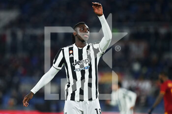 2022-01-09 - Moise Kean of Juventus reacts during the Italian championship Serie A football match between AS Roma and Juventus FC on January 9, 2022 at Stadio Olimpico in Rome, Italy - AS ROMA VS JUVENTUS FC - ITALIAN SERIE A - SOCCER