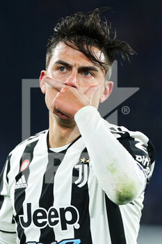 2022-01-09 - Paulo Dybala of Juventus celebrates after scoring 1-1 goal during the Italian championship Serie A football match between AS Roma and Juventus FC on January 9, 2022 at Stadio Olimpico in Rome, Italy - AS ROMA VS JUVENTUS FC - ITALIAN SERIE A - SOCCER