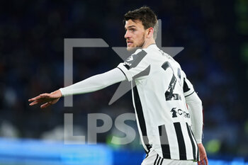 2022-01-09 - Daniele Rugani of Juventus reacts during the Italian championship Serie A football match between AS Roma and Juventus FC on January 9, 2022 at Stadio Olimpico in Rome, Italy - AS ROMA VS JUVENTUS FC - ITALIAN SERIE A - SOCCER