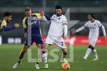 2022-01-21 - Roberto Soriano (Bologna FC) and Antonin Barak (Hellas Verona FC) battle for the ball - HELLAS VERONA FC VS BOLOGNA FC - ITALIAN SERIE A - SOCCER