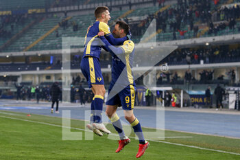 2022-01-21 - Nikola Kalinic (Hellas Verona FC) celebrates after scoring his side's second goal of the match - HELLAS VERONA FC VS BOLOGNA FC - ITALIAN SERIE A - SOCCER