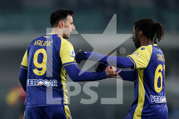 2022-01-21 - Nikola Kalinic (Hellas Verona FC) celebrates with Adrien Tameze (Hellas Verona FC) after scoring his side's second goal of the match - HELLAS VERONA FC VS BOLOGNA FC - ITALIAN SERIE A - SOCCER