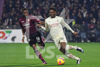 2022-02-19 - Milan's forward Rafael Leao compete for the ball with Salernitana's midfielder Lassana Coulibaly  - US SALERNITANA VS AC MILAN - ITALIAN SERIE A - SOCCER