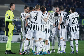 2022-02-13 - Team Juventus FC during the Italian championship Serie A football match between Atalanta BC and Juventus FC on February 13, 2022 at Gewiss Stadium in Bergamo, Italy - ATALANTA BC VS JUVENTUS FC - ITALIAN SERIE A - SOCCER