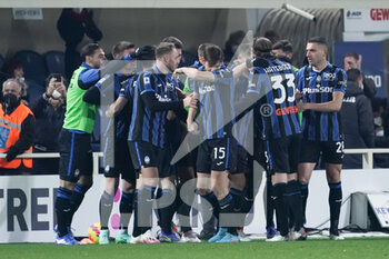 2022-02-13 - Atalanta BC goal celebrate during the Italian championship Serie A football match between Atalanta BC and Juventus FC on February 13, 2022 at Gewiss Stadium in Bergamo, Italy - ATALANTA BC VS JUVENTUS FC - ITALIAN SERIE A - SOCCER