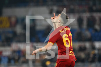 2022-02-19 - Cristian Volpato celebrates after scoring the goal 1-2 during the  Italian Football Championship League A 2021/2022 match between AS Roma vs Hellas Verona FC at the Olimpic Stadium in Rome  on 19 February 2021. - AS ROMA VS HELLAS VERONA FC - ITALIAN SERIE A - SOCCER
