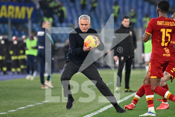 2022-02-19 - Jose’ Mourinho coach (AS Roma)  during the  Italian Football Championship League A 2021/2022 match between AS Roma vs Hellas Verona FC at the Olimpic Stadium in Rome  on 19 February 2021. - AS ROMA VS HELLAS VERONA FC - ITALIAN SERIE A - SOCCER